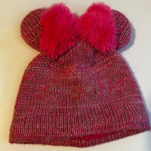 Disney Pink Knit Hat with Fluffy Ears